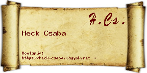 Heck Csaba névjegykártya